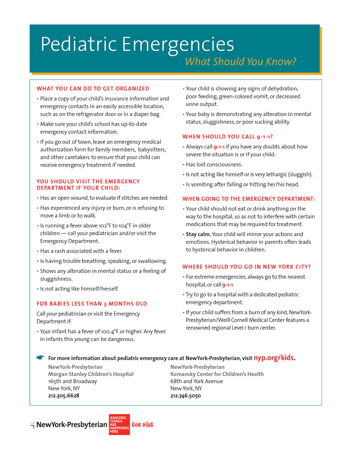 Pediatric Emergencies What You Should Know Tip Sheets Newyork