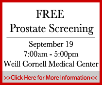 free prostate cancer screening on September 19 at Weill Cornell Medical Center