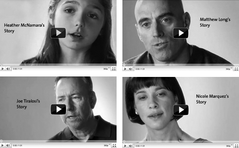 grahic with four videos - Heather McNamara, Matthew Long, Joe Tiralosi, Nicole Marquez
