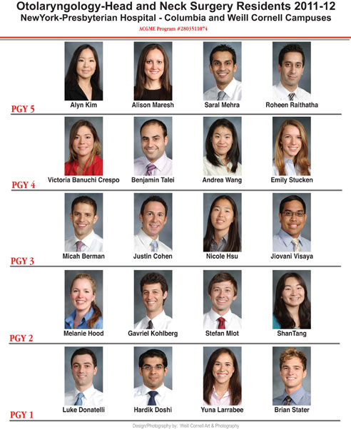 New York Presbyterian/Weill Cornell otolaryngology residents 2011-2012