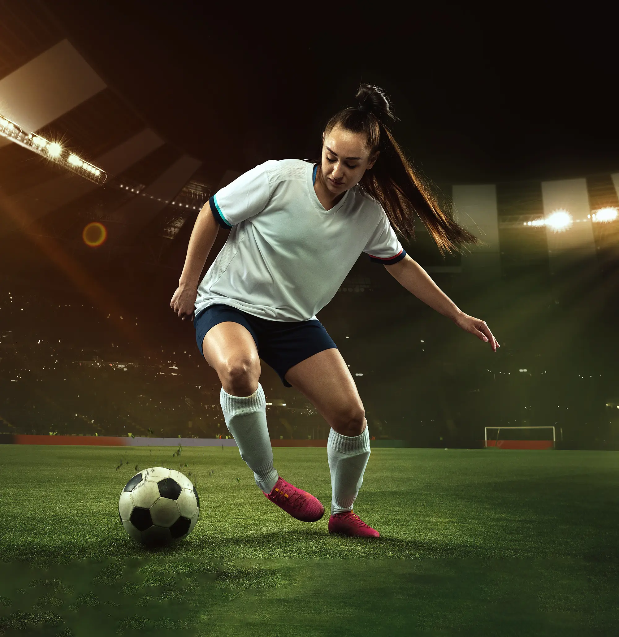 Girl playing soccer
