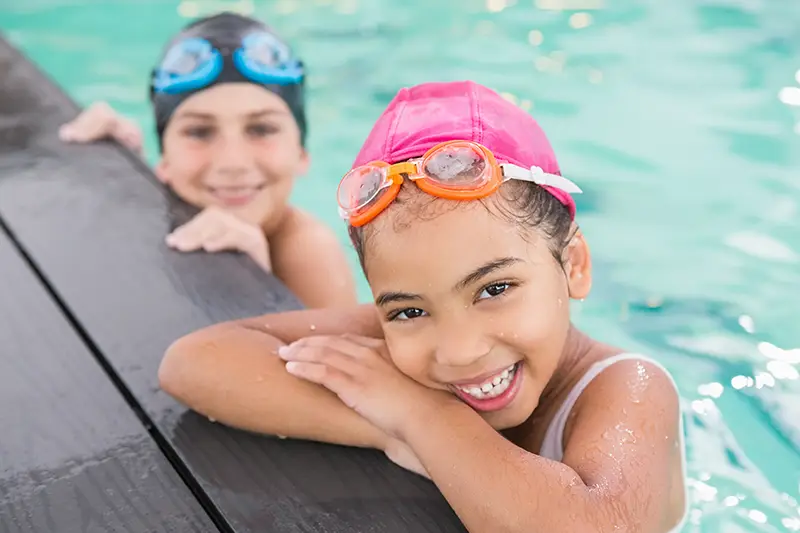 image of two girls in the swimming pool