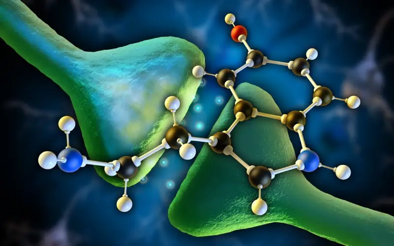 3D illustration of serotonin