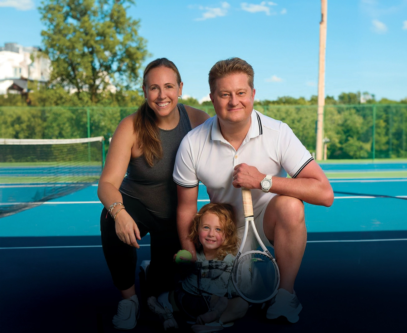 Mati Luik with family on a tennis court